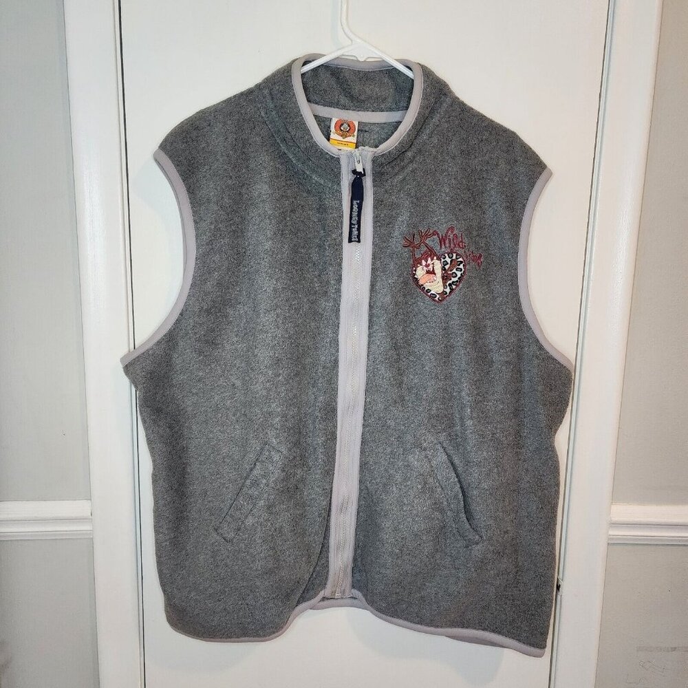 Looney Tunes Women's 26/ 28W Gray Fleece Tasmanian Devil Wild Thing Vest